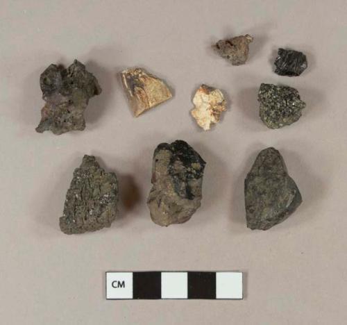 Coal fragments; clinker fragments; slag fragments; non-cultural stone fragment