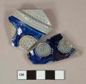 Stoneware, grey salt glazed, Rhenish, Westerwald; body sherds, cobalt design, sprig molded