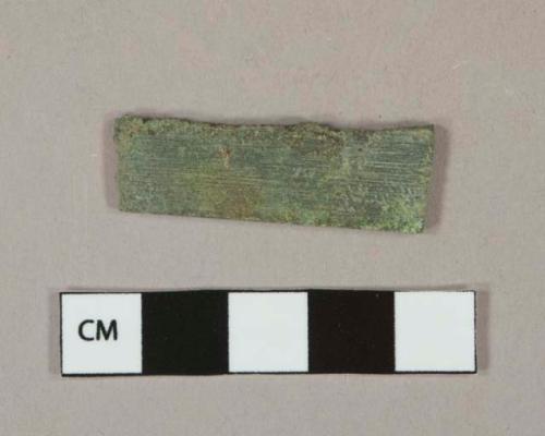 Cuprous alloy flat metal fragment, likely brass, unidentified