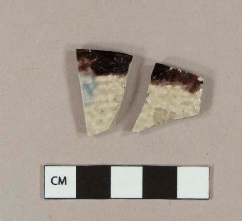 Westerwald-type stoneware body sherds; two sherds crossmend