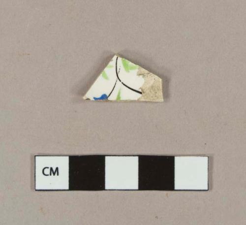 Polychrome hand painted whiteware body sherd