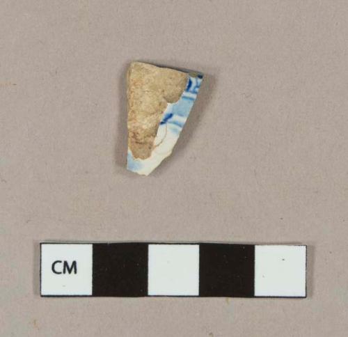 Blue transfer printed whiteware rim sherd