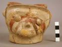 Large polychrome pottery effigy jar