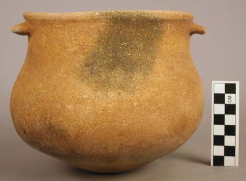 Pottery vessel - lug handles, coarse tempered, slightly pointed bottom