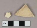 Buff paste earthenware vessel body fragments, likely formerly tin-glazed
