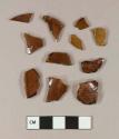 Glass, amber bottle glass fragments
