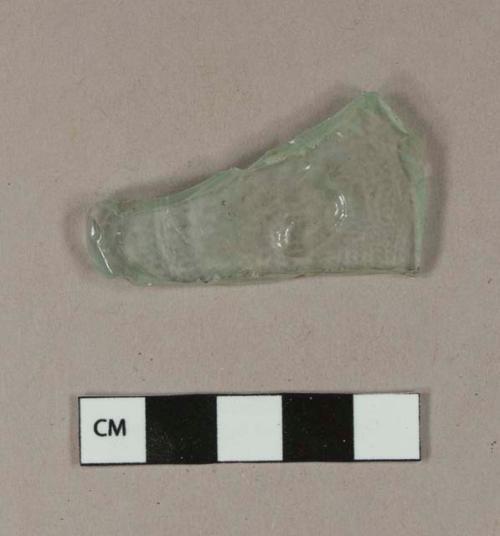 Aqua bottle glass fragment, embossed with "IO" or "OI" or "10" or "01"