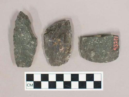 Chipped stone biface and biface fragments