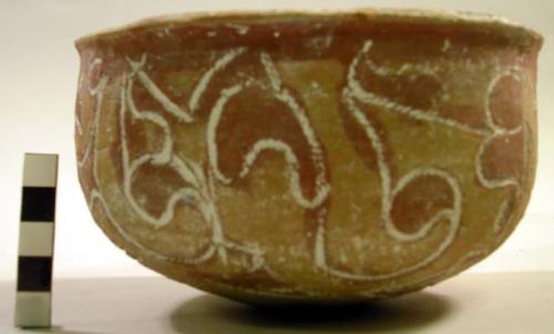 Earthenware bowl with cord-impressed and polychrome designs