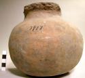 Earthenware vessel with wide mouth and round base