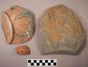 Miscellaneous potsherds. heavy earthenware ceramic. joint of inside base is vi