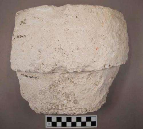 Piece, fragmentary, of a plaster vessel mold