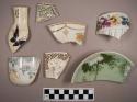 Miscellaneous rim sherds. from household dinner ware. all are glazed, most hav
