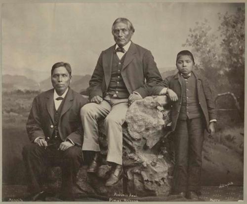 Studio portrait of three generations of Azul men