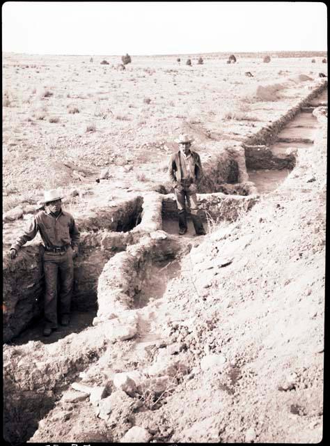 Hopi men excavating Trench, Rooms 68, 70, 71