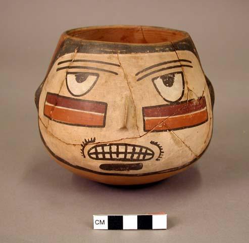 Trophy? head bowl with polychrome painting and modelled ears and nose