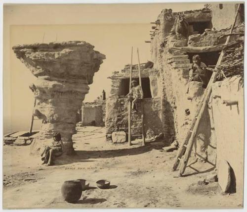 Hopi people near Dance Rock in Walpi