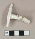 White lead glazed porcelain vessel handle fragment, gilt decoration, white paste