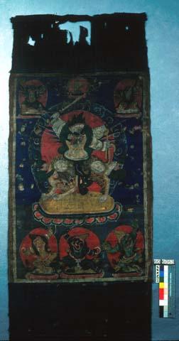 Lama painting on cloth with tempora