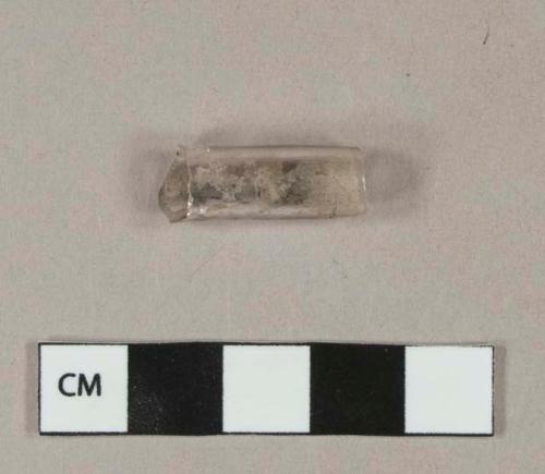 Colorless glass tube fragment, with one finished end