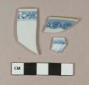 Blue on white handpainted porcelain vessel rim fragments, white paste