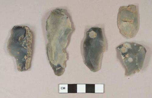 15 flint notched flakes and blades