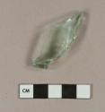 Embossed aqua bottle glass base fragment