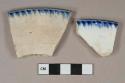 Blue shell edged pearlware vessel rim fragment, white paste