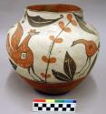 Polychrome pottery bowl - red, black and white