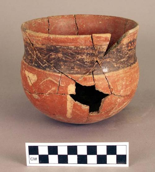 Earthen bowl, red and black