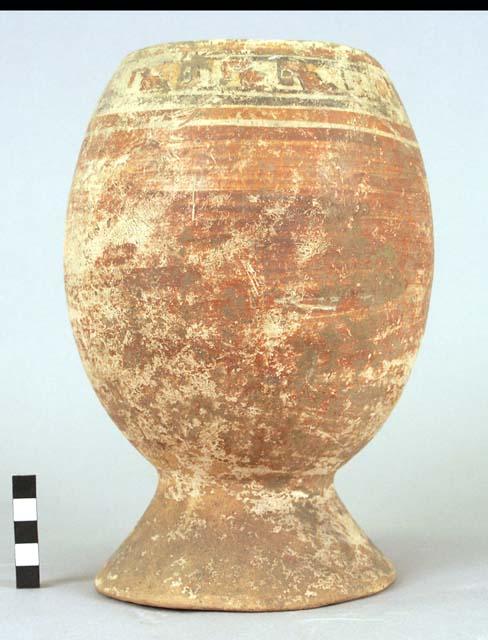 Painted earthen vase with base