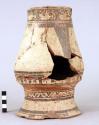 Painted earthen vase with base