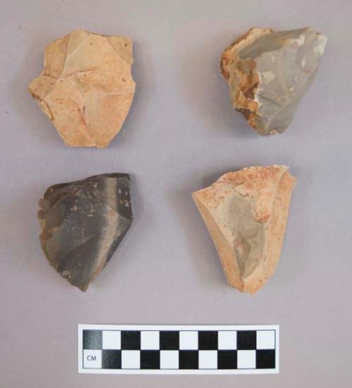 Flint cores, including tan, grey and brown colored stone, some contain cortex