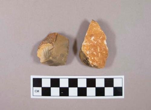 Flint cores, including tan and grey colored stone, contains cortex