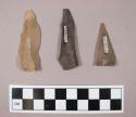 Flint blades, including grey, tan and brown colored stone