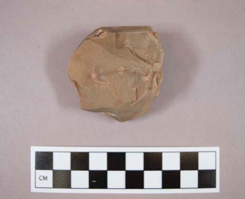 Flint core, tan colored stone, contains cortex