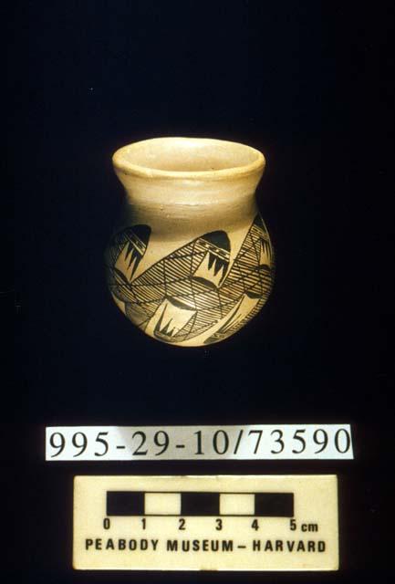 Miniature black-on-white olla: sityatki motif