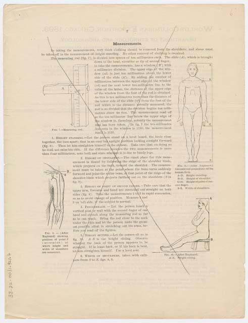 World's Columbian Exposition, Instructions for taking measurements of people to make charts, p. 2