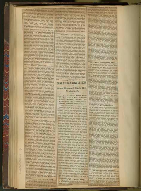 Baltimore Sun news clipping, "Study of Human Types:  Race Mixture and the Subtle Questions it Raises,"  (part 2) Peabody Museum scrapbook (newspaper and ephemera),  vol. 2