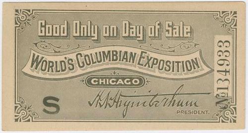 Ticket to World's Columbian Exposition