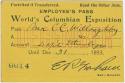 C. C. Willoughby's employee pass to World's Columbian Exposition