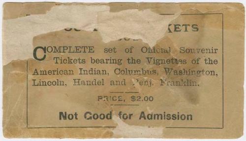 Original envelope containing six official souvenir tickets.