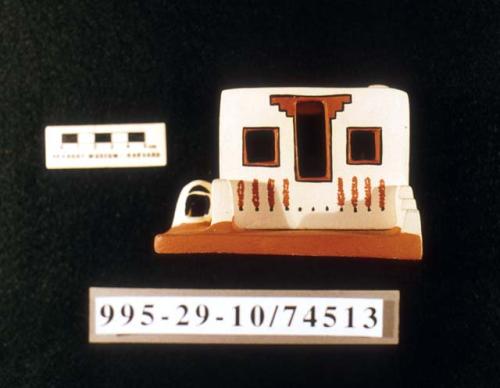 Polychrome Pueblo Scene (A) with detachable Wall (B)