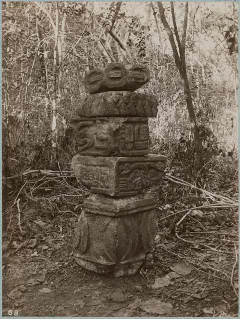 Various sculptured stones from the wall