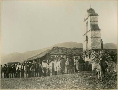 Group of Mission Indians in front of their church