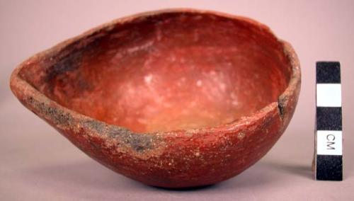 Bowl, red, with lip