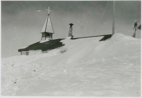 Church buried in snow