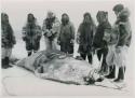 Group of hunters with walrus carcass