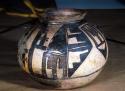 Jar, polacca polychrome (early). linear design. 16.5 x 20.5 cm.