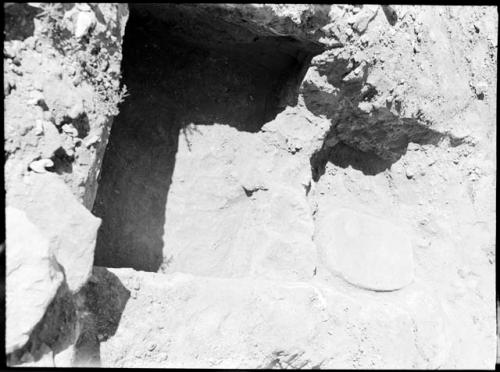 Test 27, Room 2, metate and bin. Western mound.